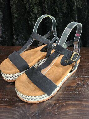 Rogue Helium Black Espadrille Strappy Platform Sandal/Sz. 6.5